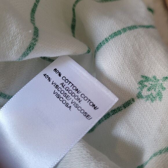 Lucky Brand Womens Shirt XL Green White Collared Button Up Top Blouse - Picture 7 of 7